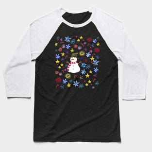 Colourful Snowman doodle design Baseball T-Shirt